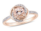 4/5 Carat (ctw) Morganite Swirl Ring in 10K Rose Pink Gold with Diamonds
